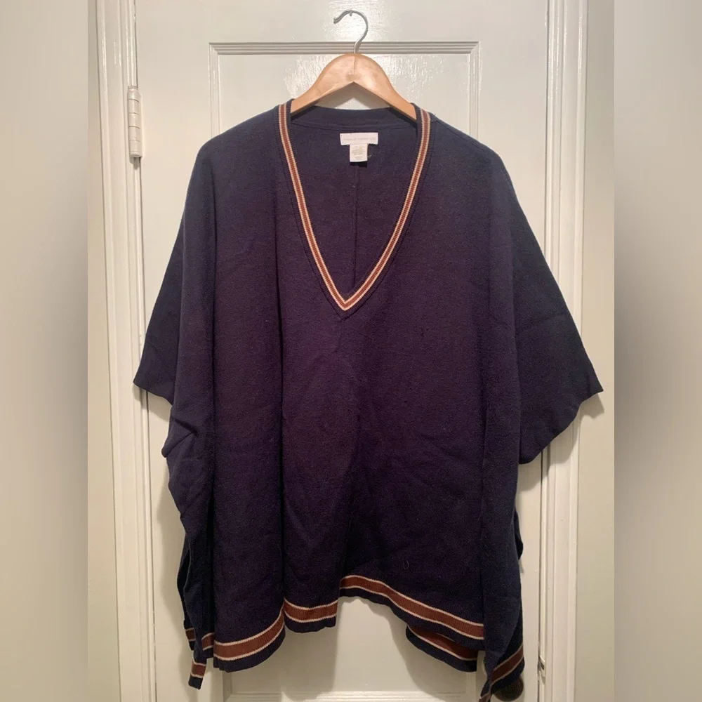 House of Harlow 1960 Navy Boho Poncho One Size - Picture 3 of 15